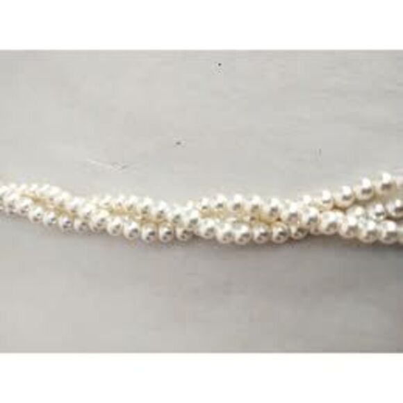 1990s Vintage 3 Strand Twisted Faux Pearl Necklace, Bridal Accessories - Picture 3 of 4